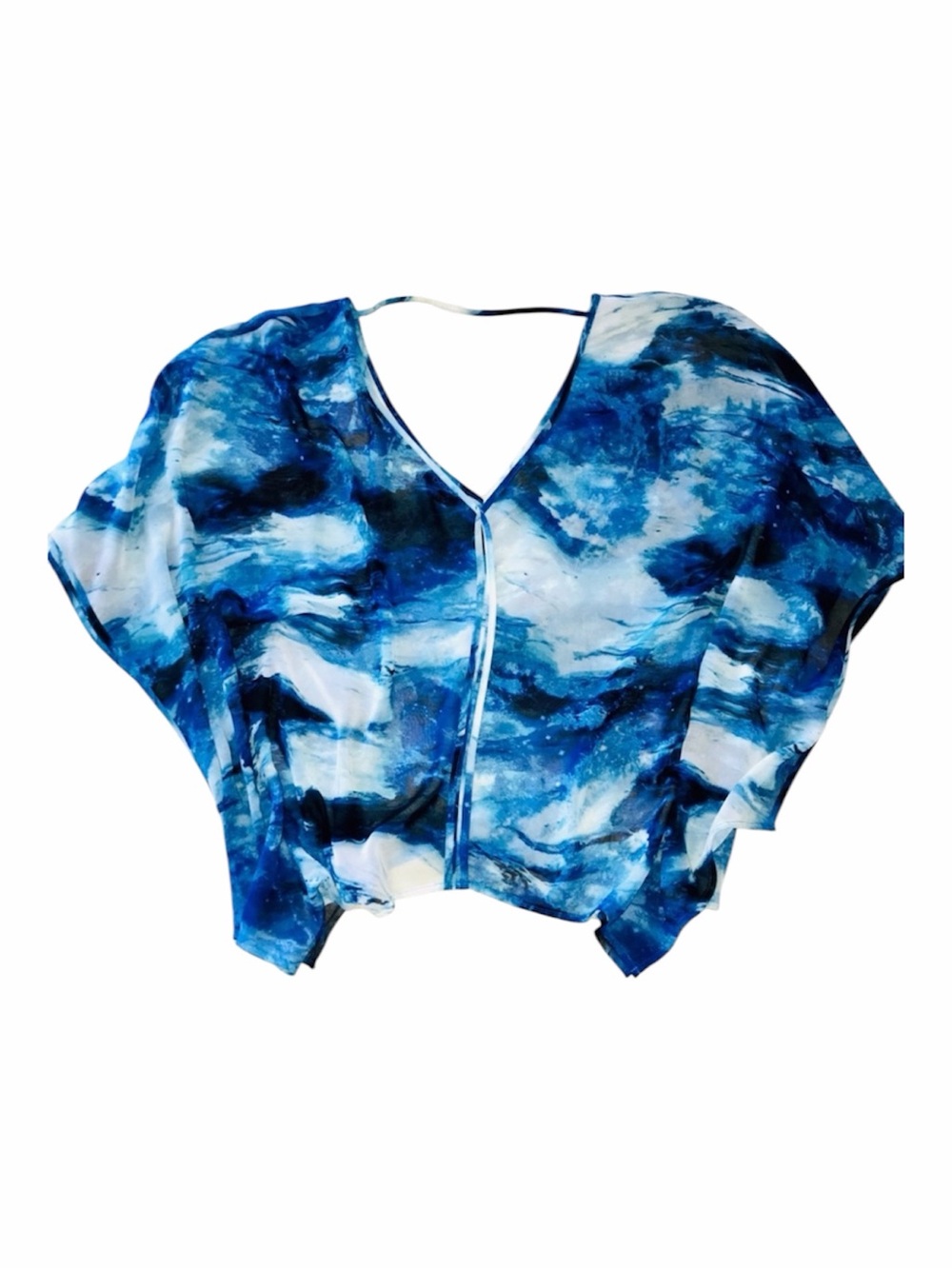 bebe Blue Marble-Print Top